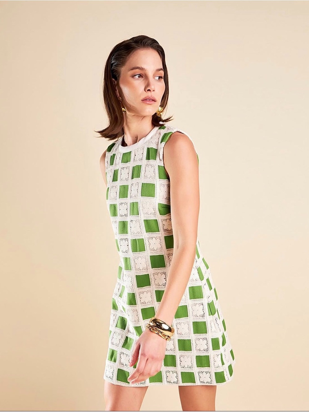 English Factory Crochet Patchwork Shift Dress